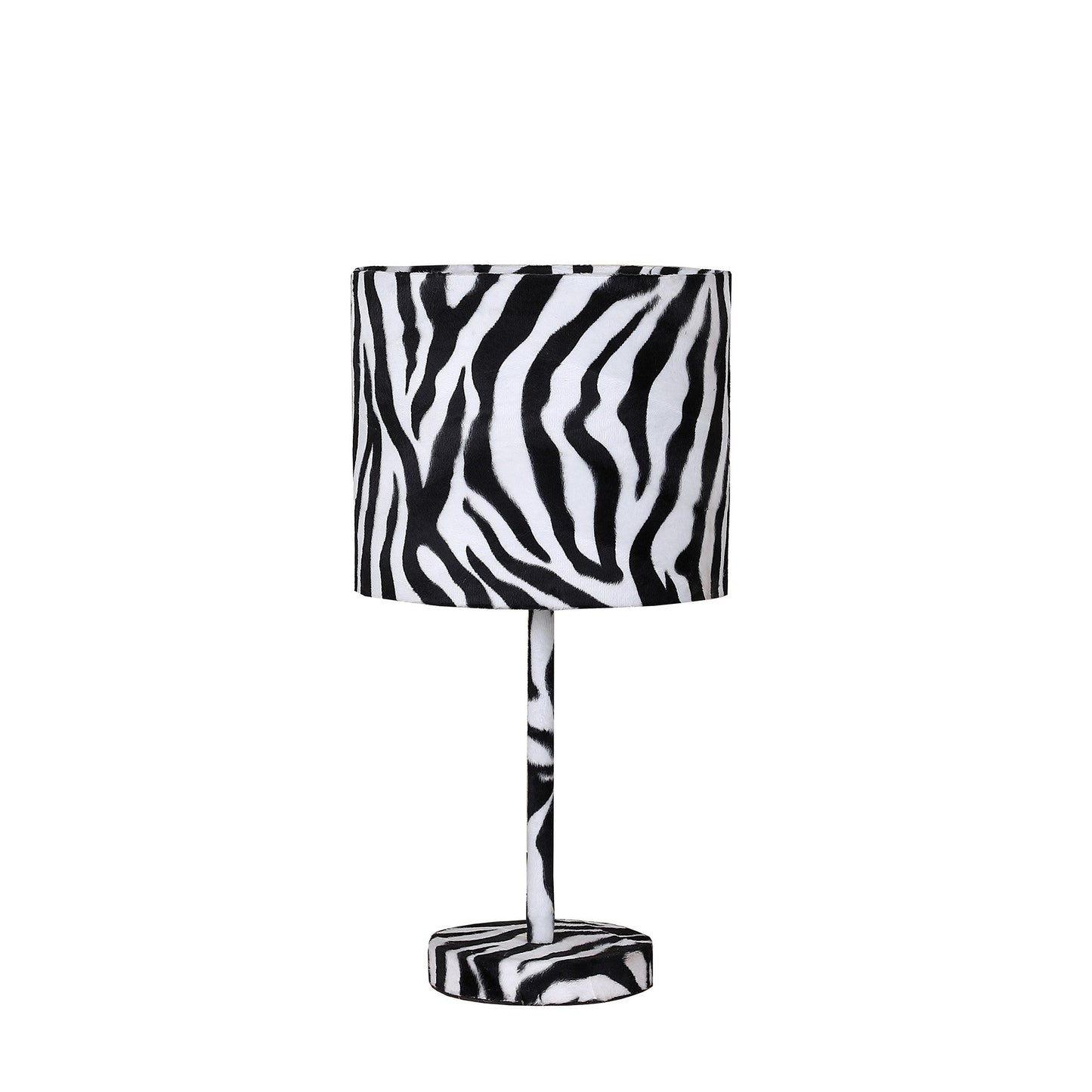 HomeRoots 19” Modern Suede Table Lamp With Faux Zebra Print Finish