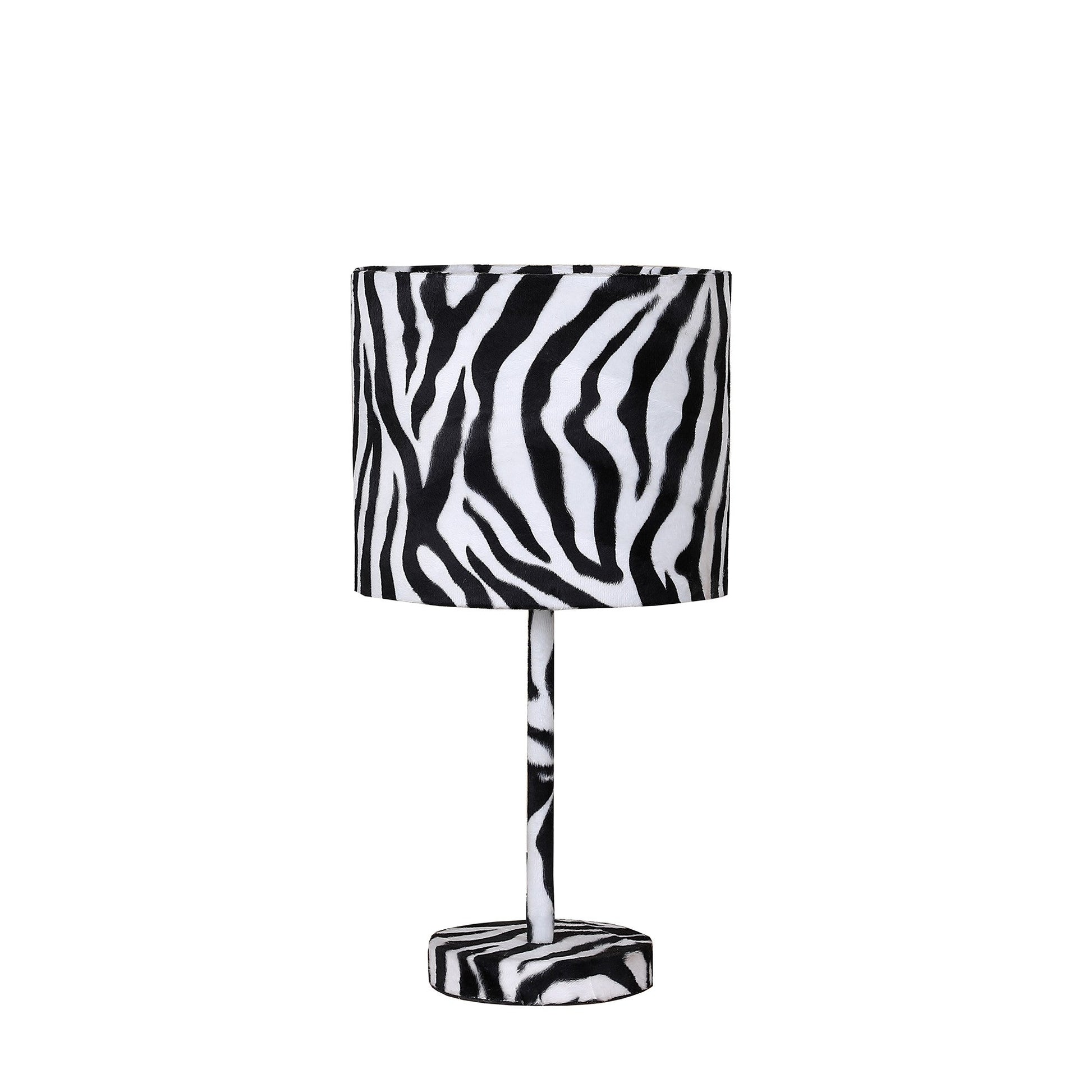 HomeRoots 19” Modern Suede Table Lamp With Faux Zebra Print Finish