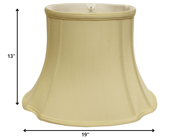 HomeRoots 19" Reversed Oval Monay Shantung Lampshade in Antique White Finish