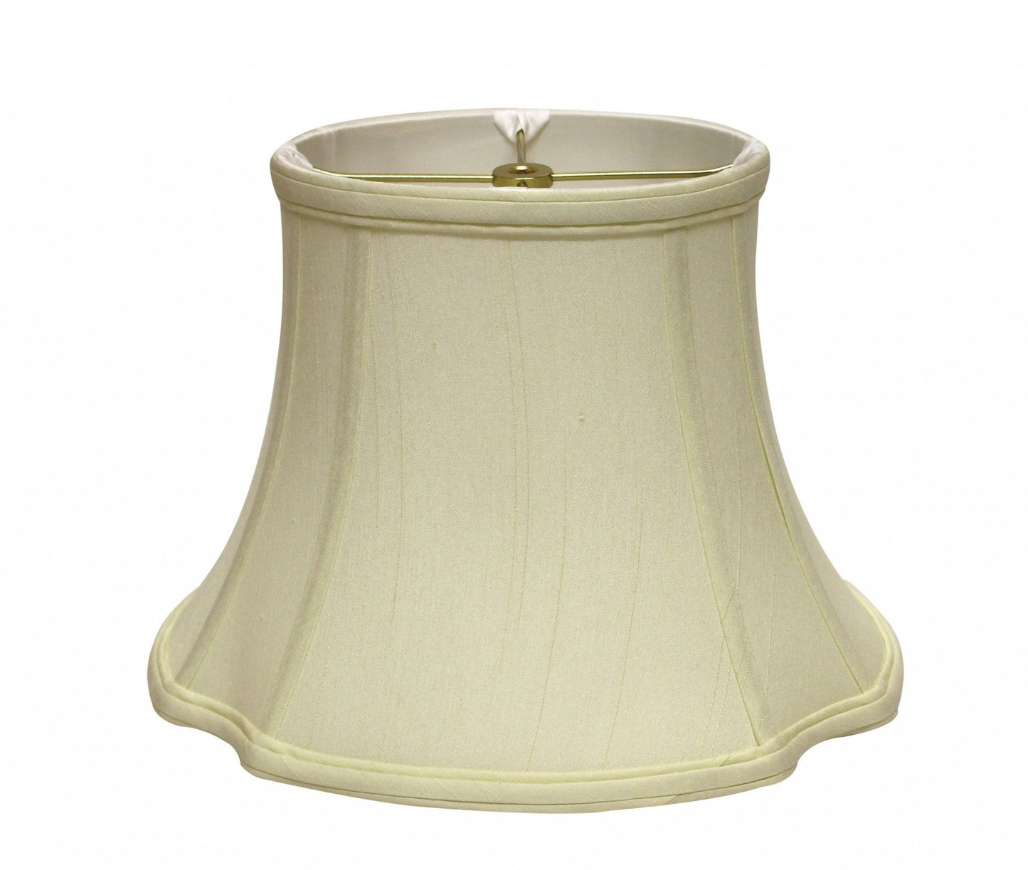 HomeRoots 19" Reversed Oval Monay Shantung Lampshade in Ivory Finish