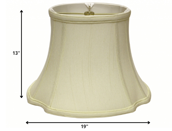 HomeRoots 19" Reversed Oval Monay Shantung Lampshade in Ivory Finish