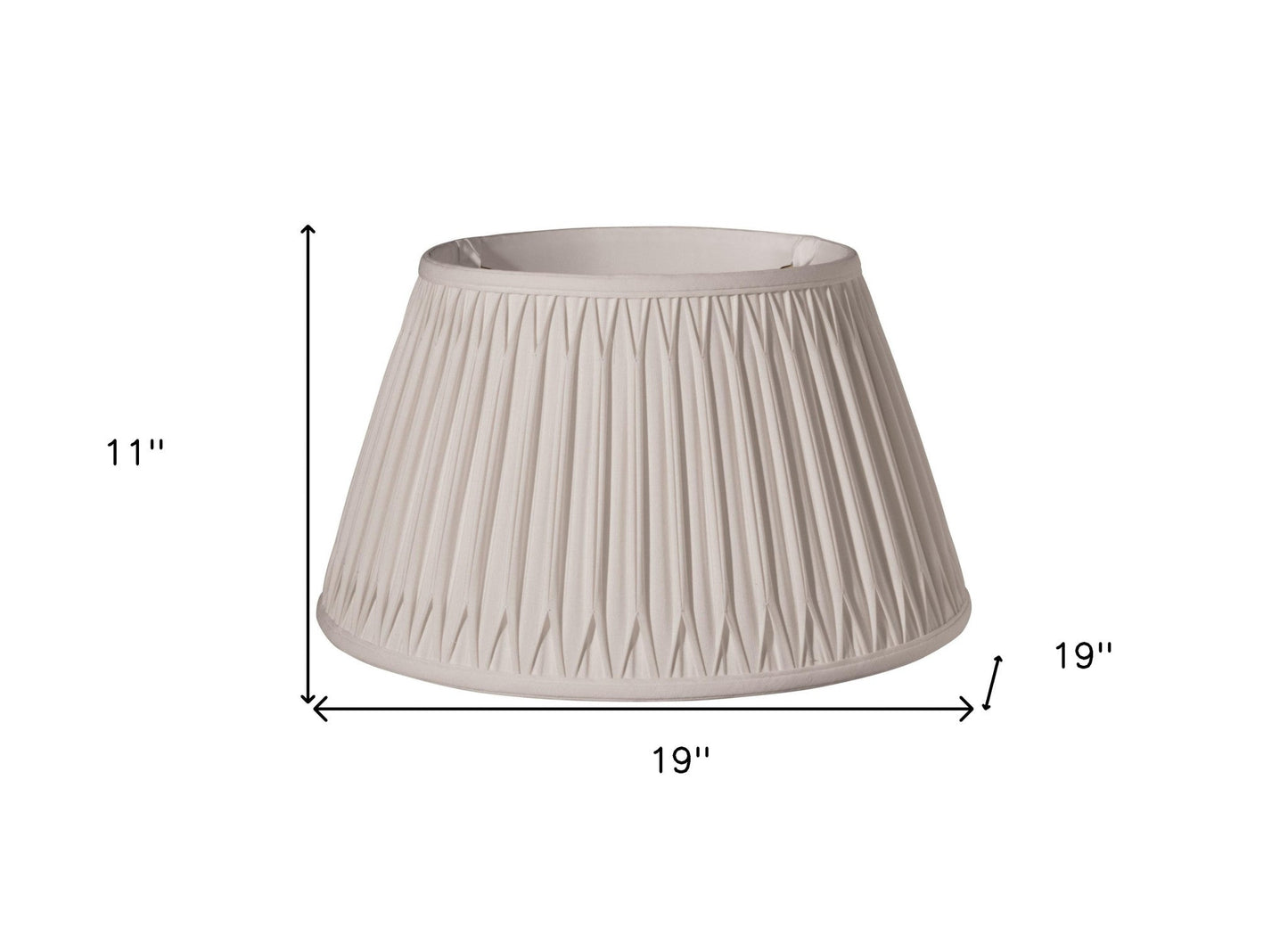 HomeRoots 19" Shallow Drum Smocked Shantung Lampshade in Cream Finish