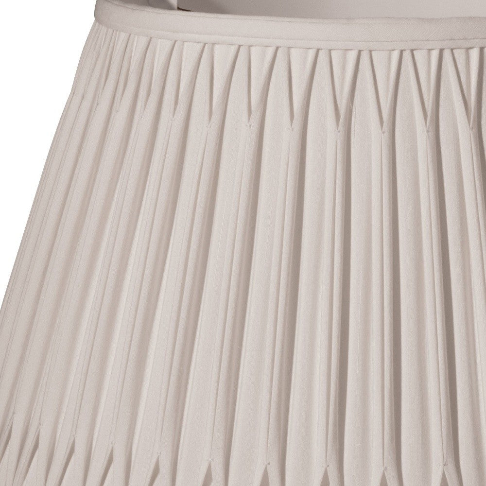 HomeRoots 19" Shallow Drum Smocked Shantung Lampshade in Cream Finish