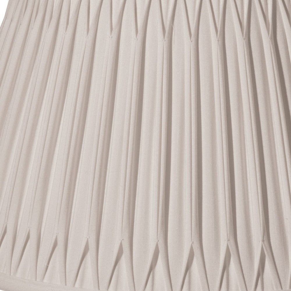 HomeRoots 19" Shallow Drum Smocked Shantung Lampshade in Cream Finish