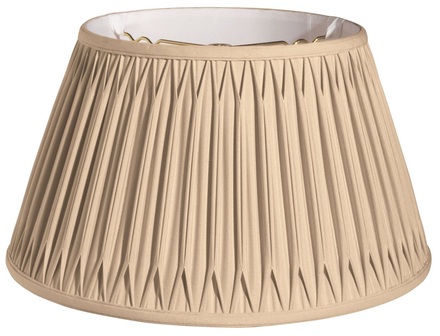 HomeRoots 19" Shallow Drum Smocked Shantung Lampshade in Vintage Gold Finish