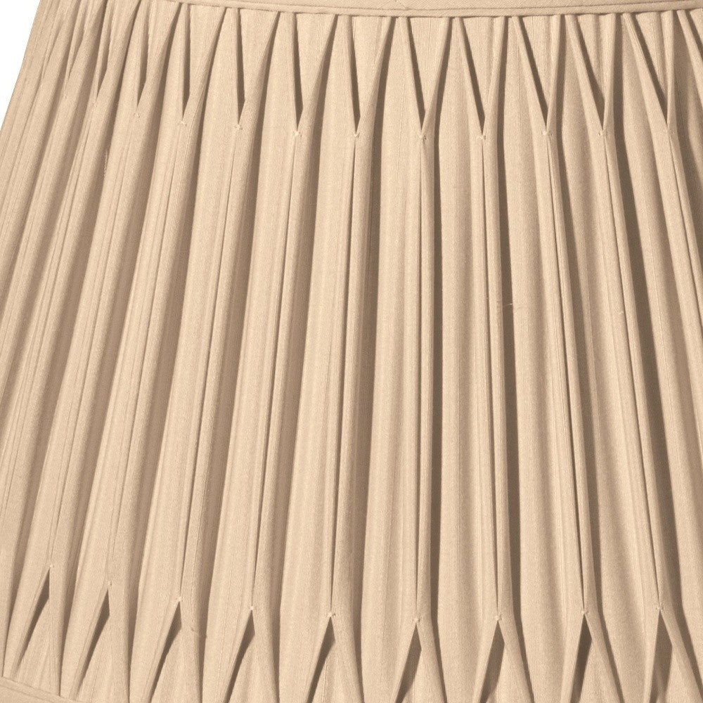 HomeRoots 19" Shallow Drum Smocked Shantung Lampshade in Vintage Gold Finish