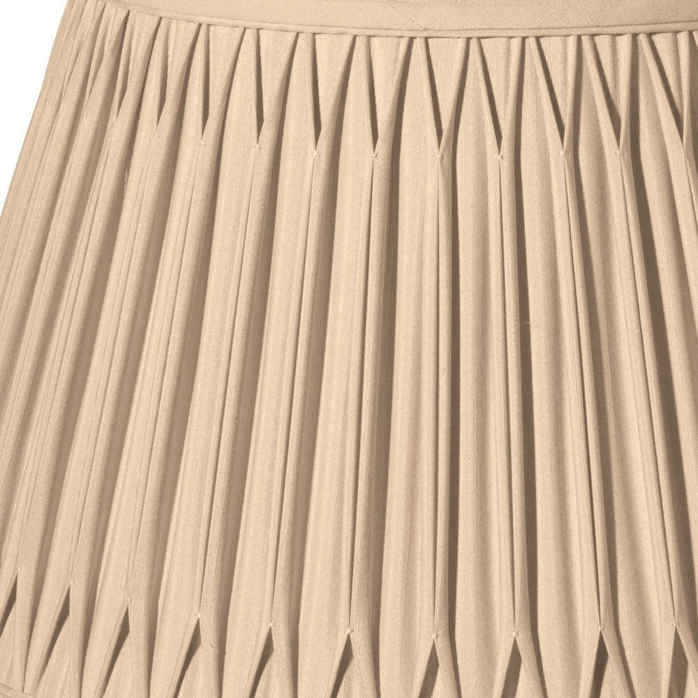 HomeRoots 19" Shallow Drum Smocked Shantung Lampshade in Vintage Gold Finish