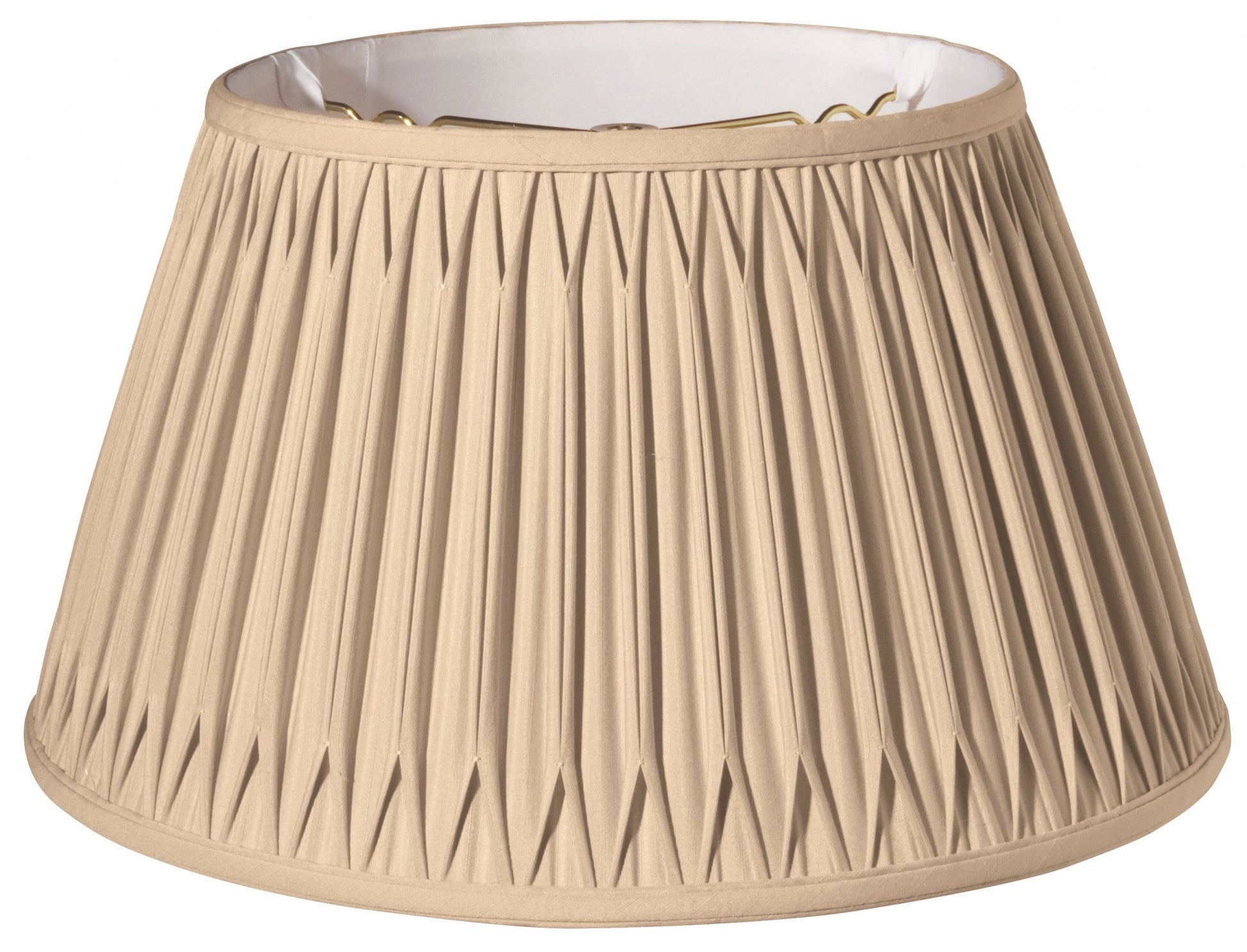 HomeRoots 19" Shallow Drum Smocked Shantung Lampshade in Vintage Gold Finish