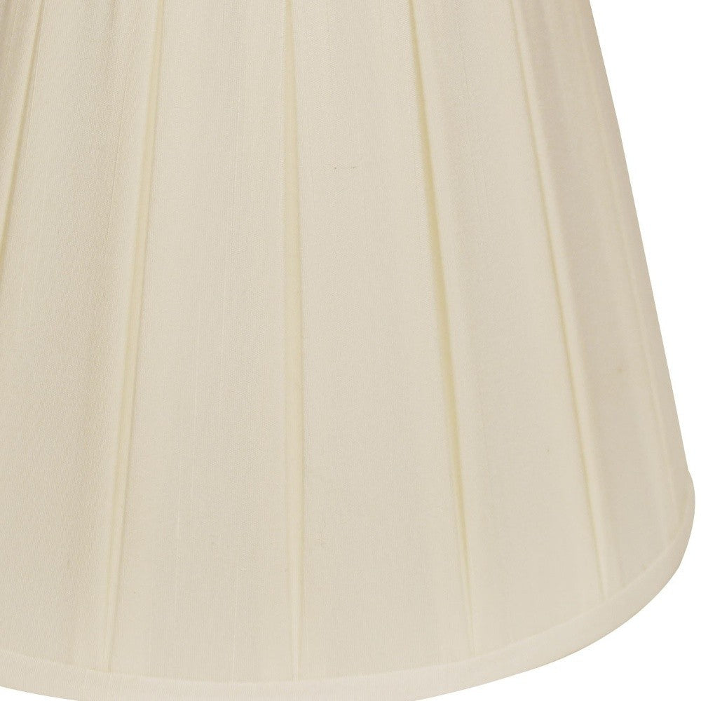 HomeRoots 19" Slanted Crimped Box Shantung Lampshade in Ivory Finish