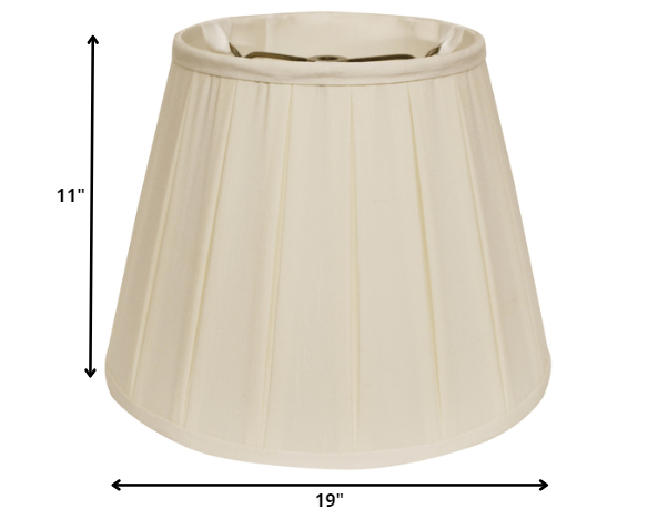 HomeRoots 19" Slanted Crimped Box Shantung Lampshade in Ivory Finish