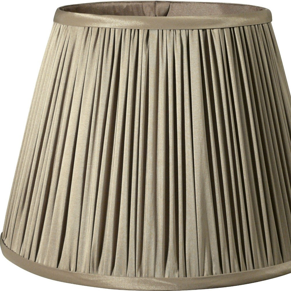 HomeRoots 19" Slanted Paperback Pleated Tafetta Lampshade in Ash Finish