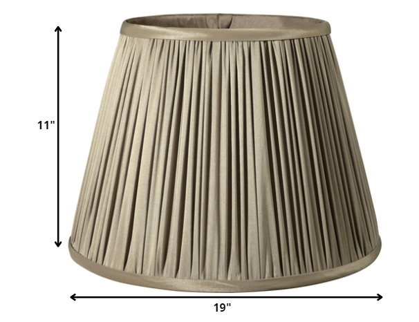 HomeRoots 19" Slanted Paperback Pleated Tafetta Lampshade in Ash Finish