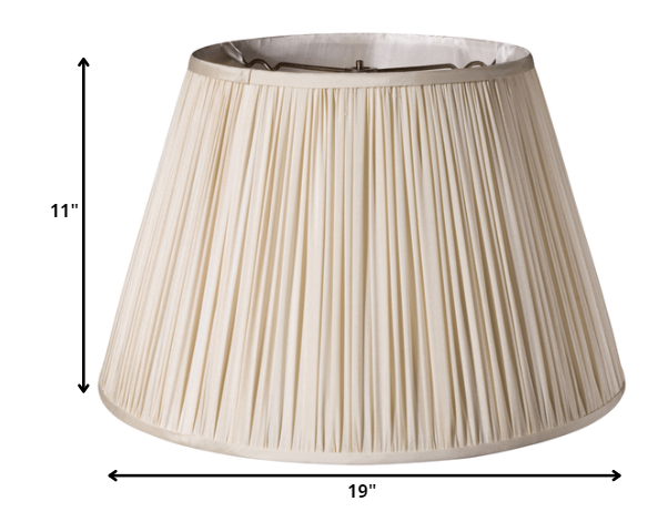 HomeRoots 19" Slanted Paperback Pleated Tafetta Lampshade in Pale Grey Finish