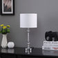 HomeRoots 19” Stylish Silver Crystal Metal Table Lamp With White Shade