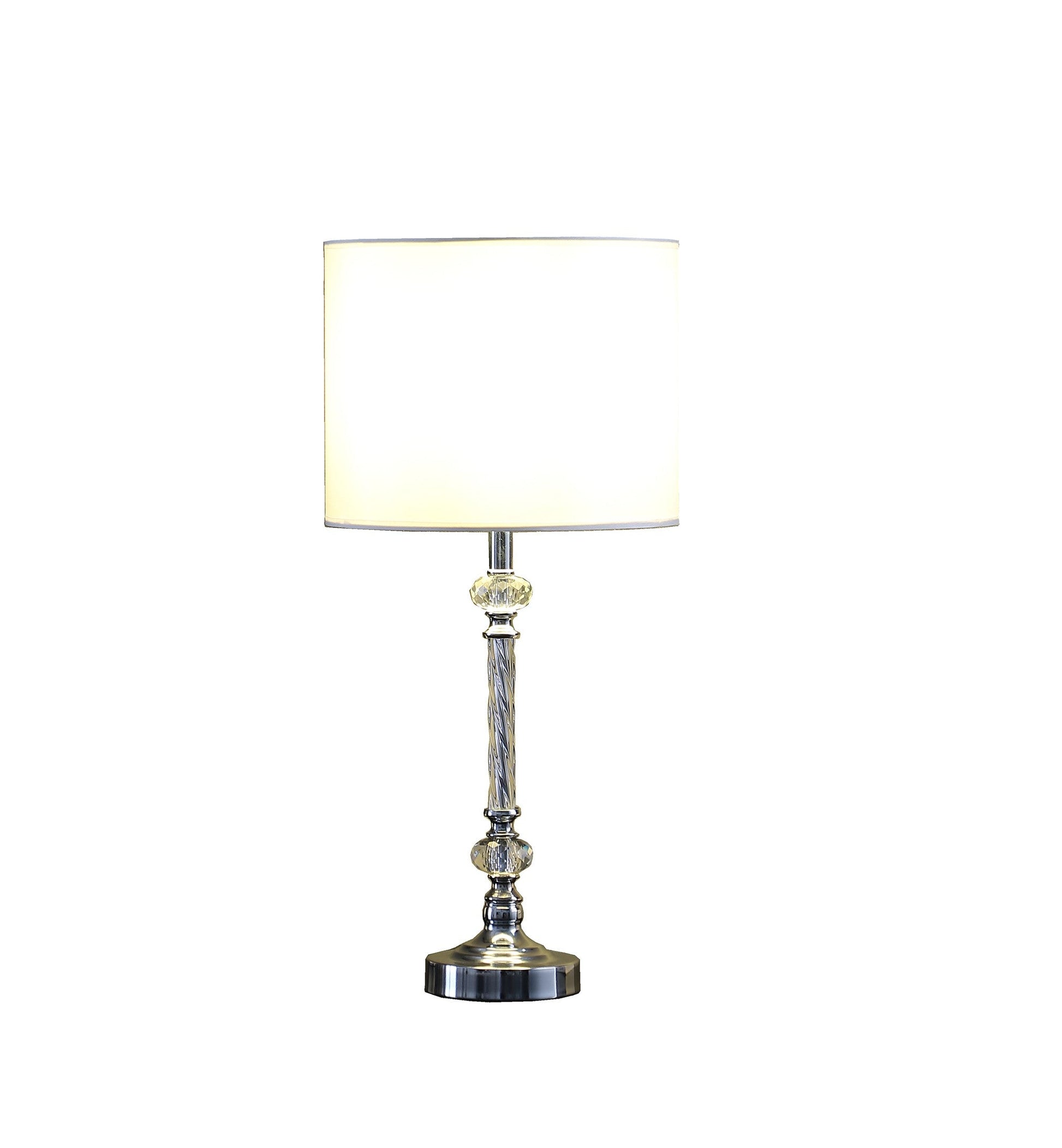 HomeRoots 19” Stylish Silver Crystal Metal Table Lamp With White Shade
