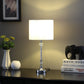 HomeRoots 19” Stylish Silver Crystal Metal Table Lamp With White Shade