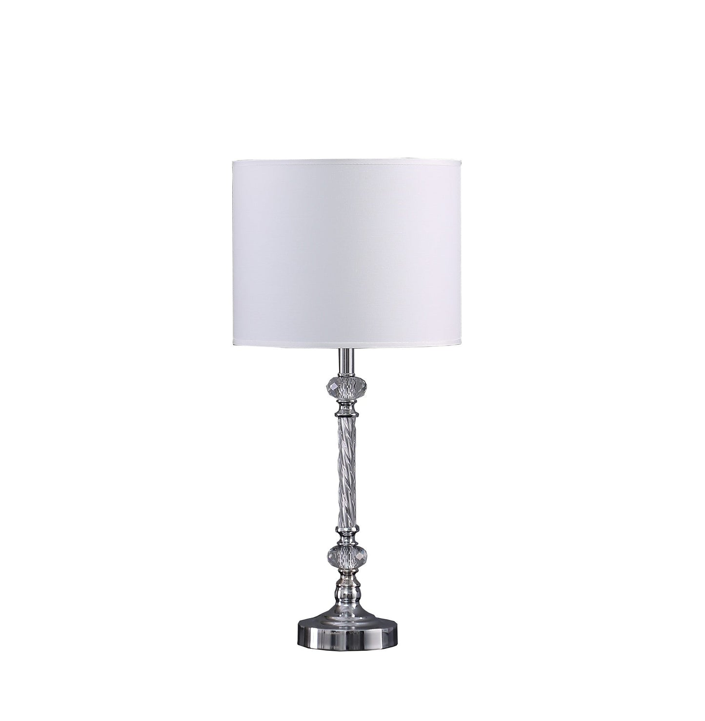 HomeRoots 19” Stylish Silver Crystal Metal Table Lamp With White Shade