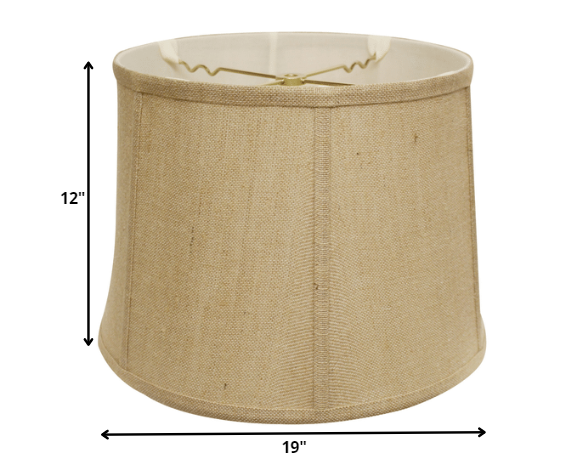 HomeRoots 19" Throwback Drum Burlap Lampshade With Golden Fiber Finish