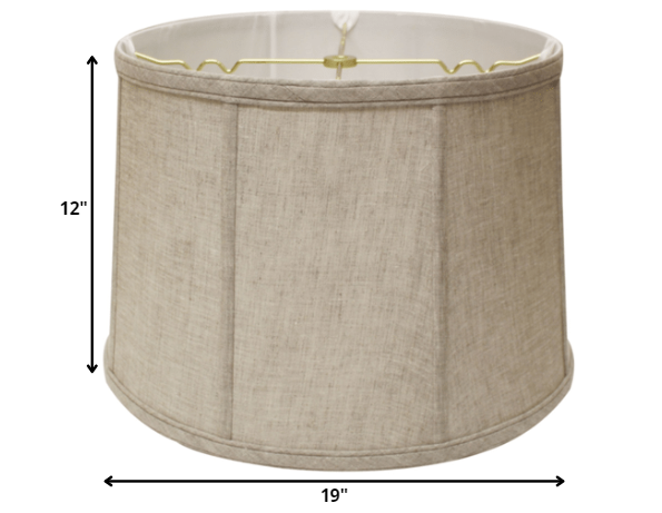 HomeRoots 19" Throwback Drum Linen Lampshade in Cream Finish