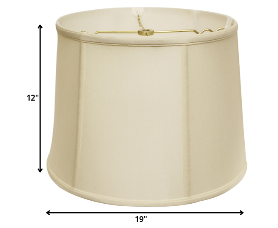 HomeRoots 19" Throwback Drum Pongee Silk Lampshade in Ivory Finish