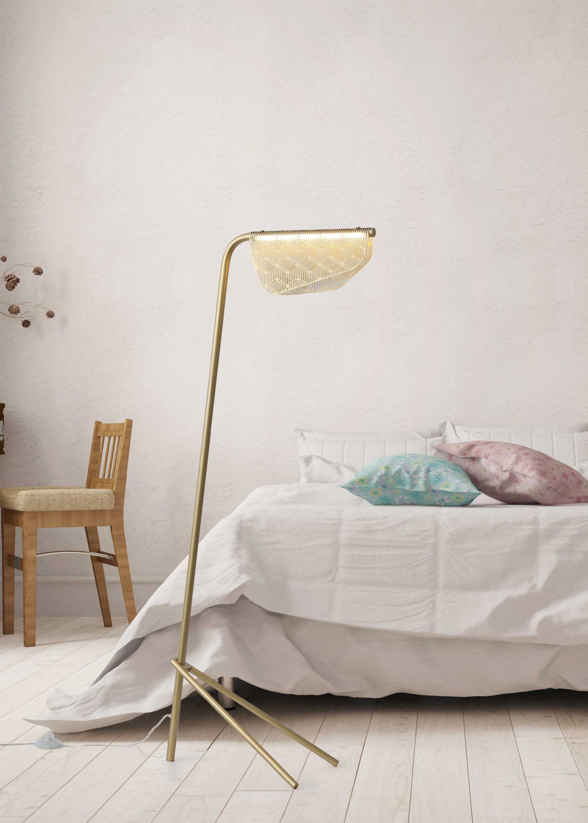 HomeRoots 19" x 11" x 48" Floor Lamp With Golden Carbon Finish