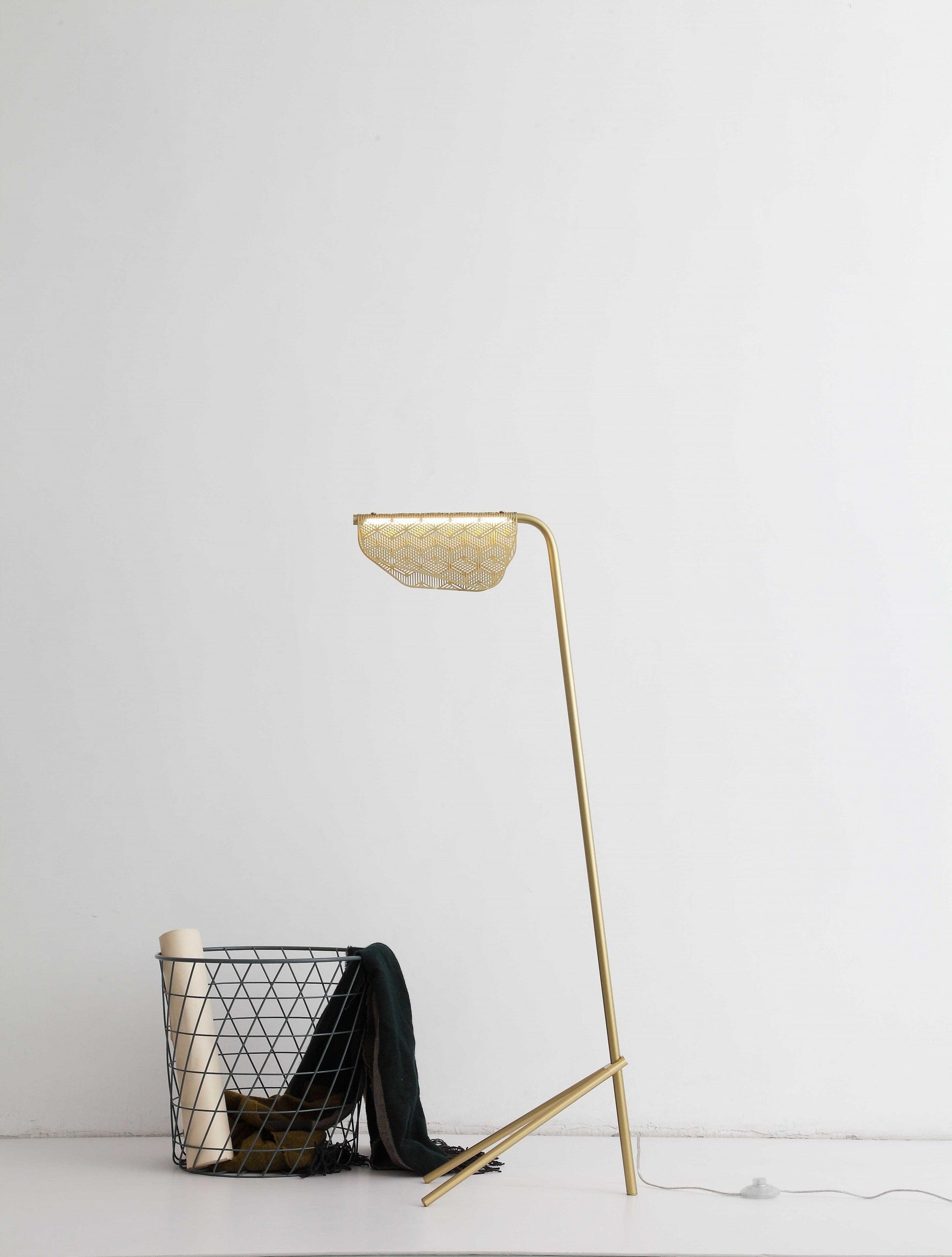 HomeRoots 19" x 11" x 48" Floor Lamp With Golden Carbon Finish