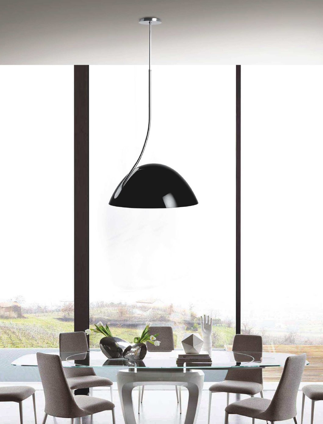 HomeRoots 19" x 19" x 40.5" Aluminum Pendant Lamp in Black Finish