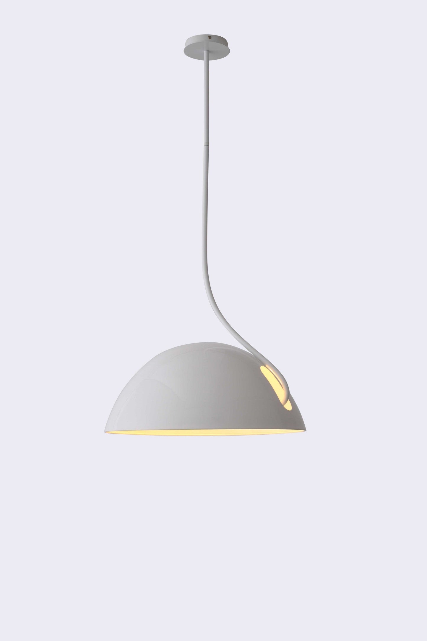 HomeRoots 19" x 19" x 40.5" Aluminum Pendant Lamp in White Finish