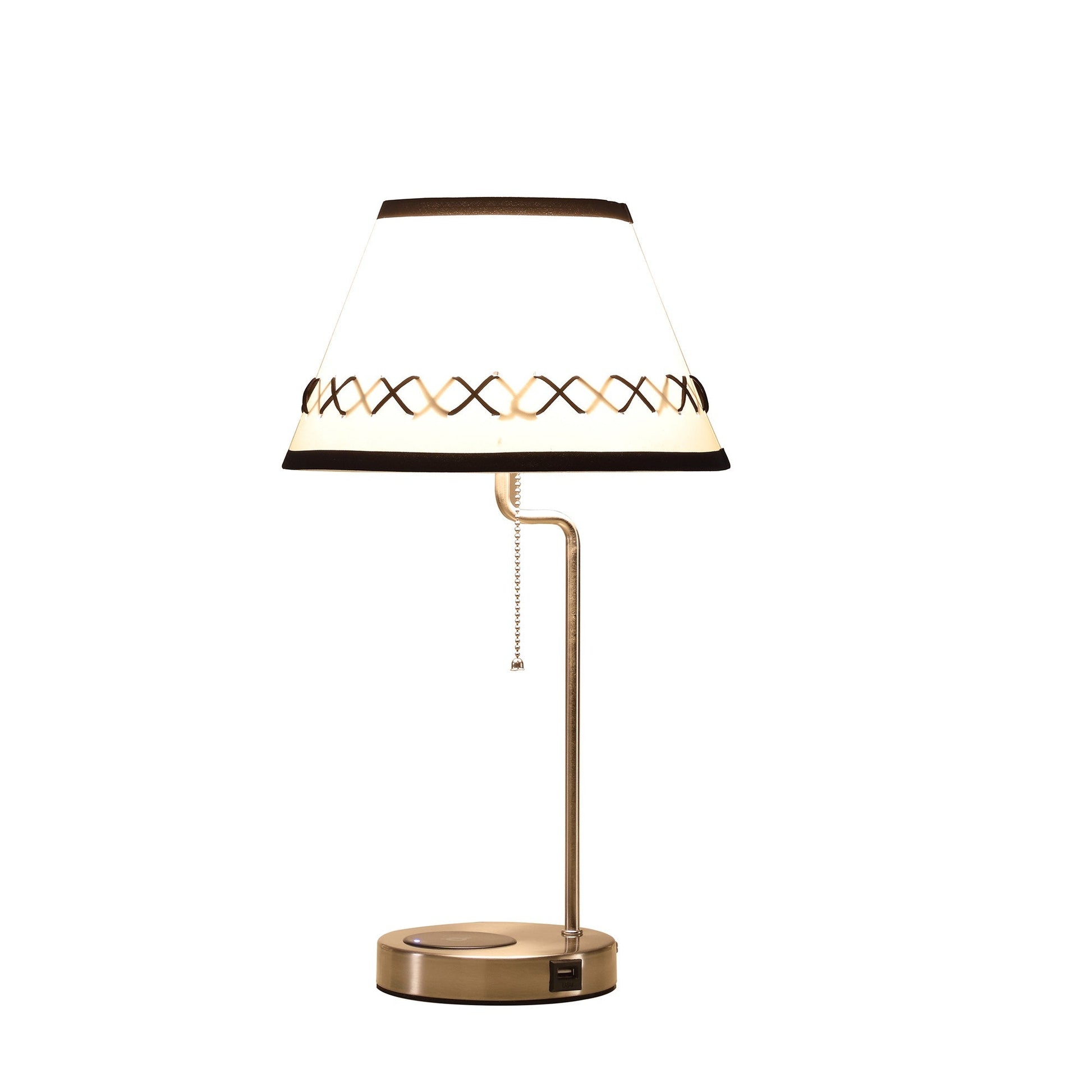 HomeRoots 20" Bedside Table Lamp With Off White Empire Shade in Silver Finish