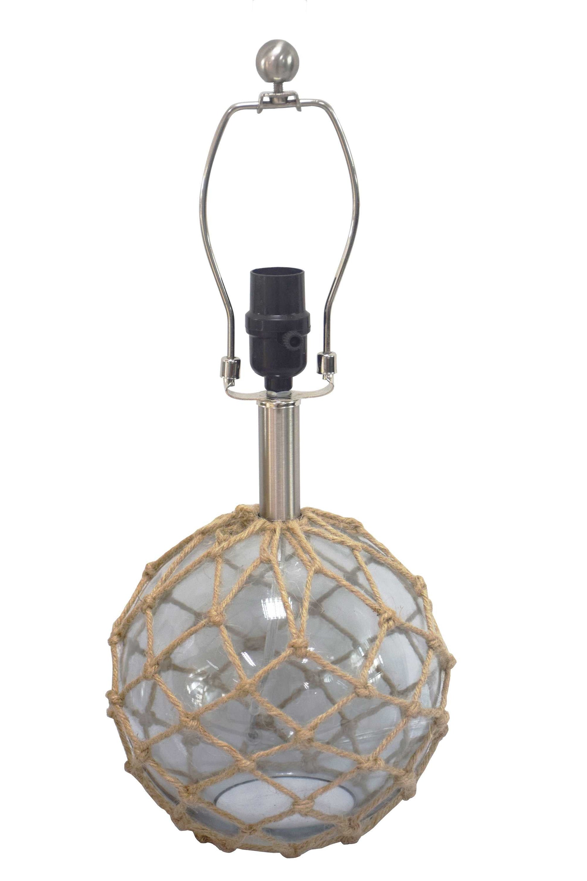 HomeRoots 20" Clear Glass Bedside Table Lamp With Net Finish