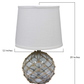 HomeRoots 20" Clear Glass Bedside Table Lamp With White Tapered Drum Shade and Net Finish
