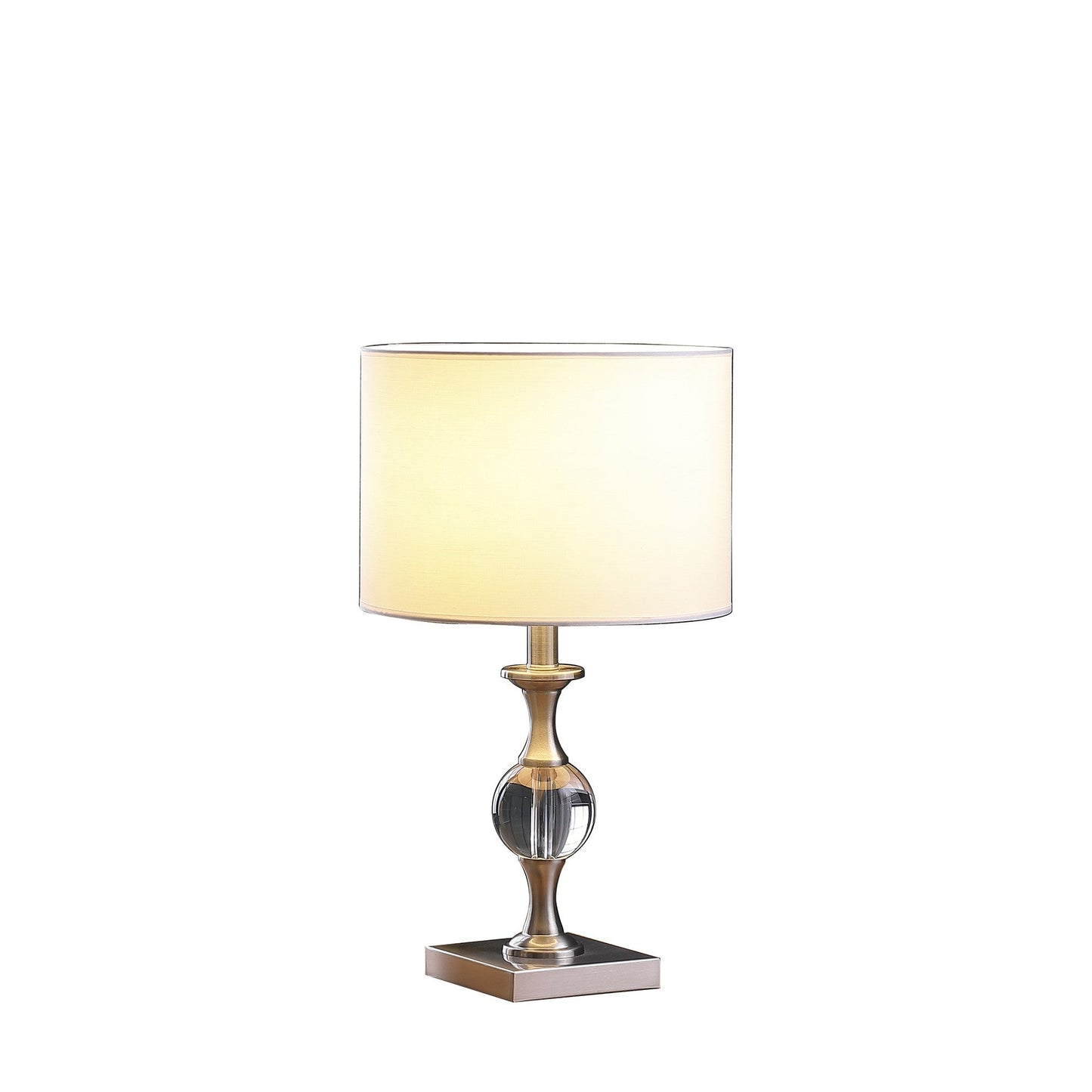 HomeRoots 20” Compact Crystal Table Lamp in Silver Finish