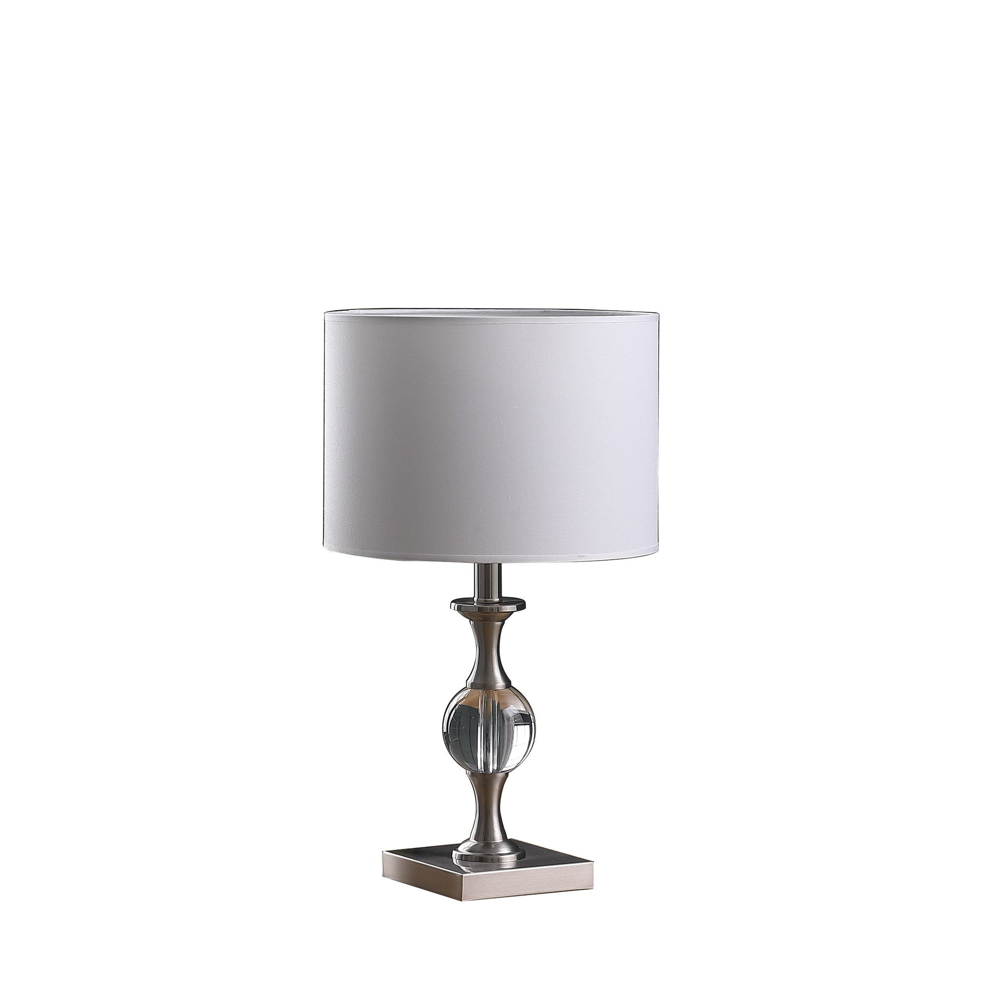 HomeRoots 20” Compact Crystal Table Lamp in Silver Finish