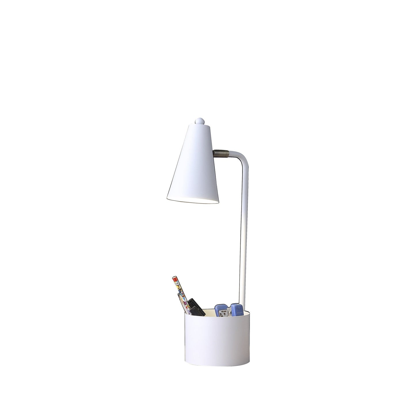 HomeRoots 20" Compact Student Metal Desk Lamp in White Finish