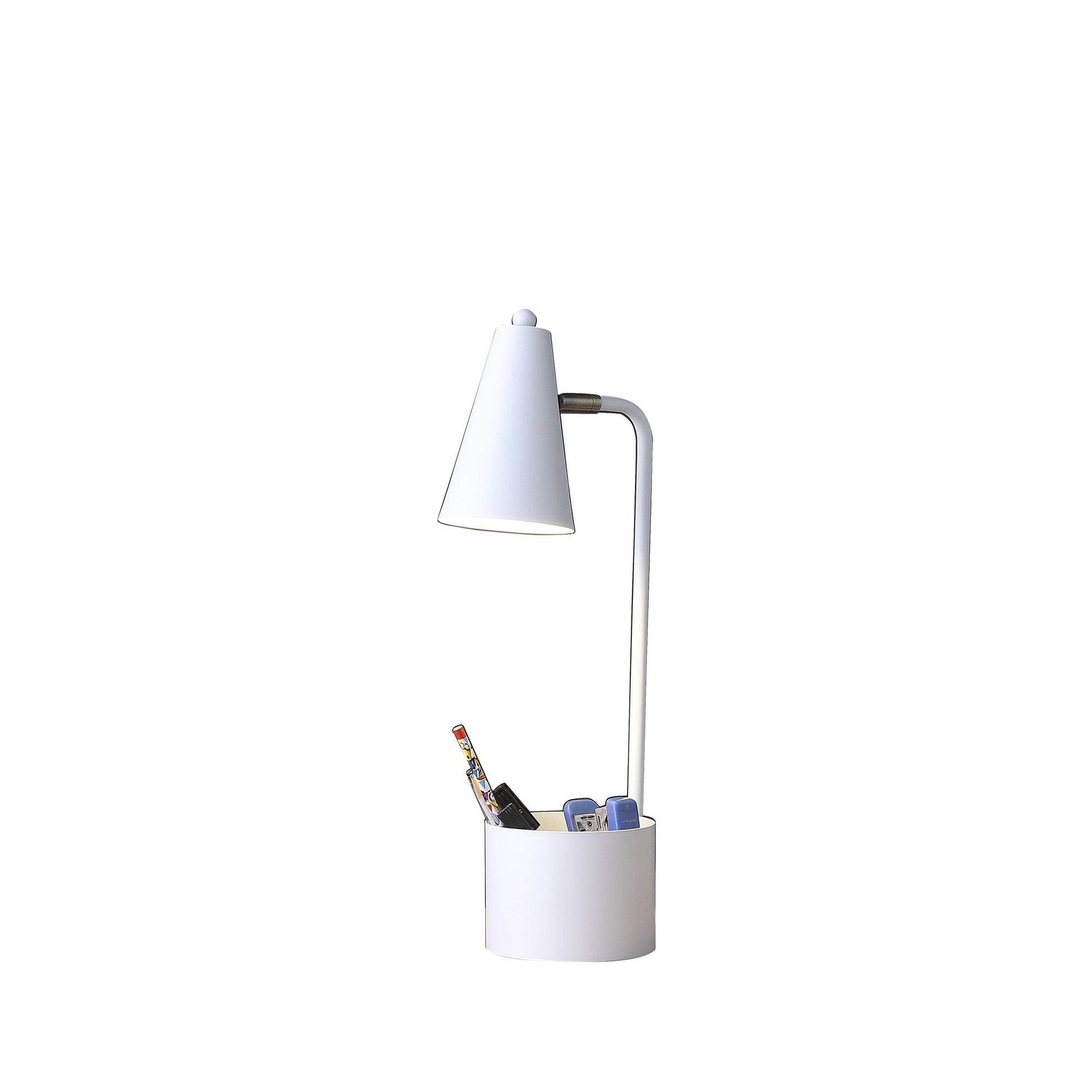 HomeRoots 20" Compact Student Metal Desk Lamp in White Finish