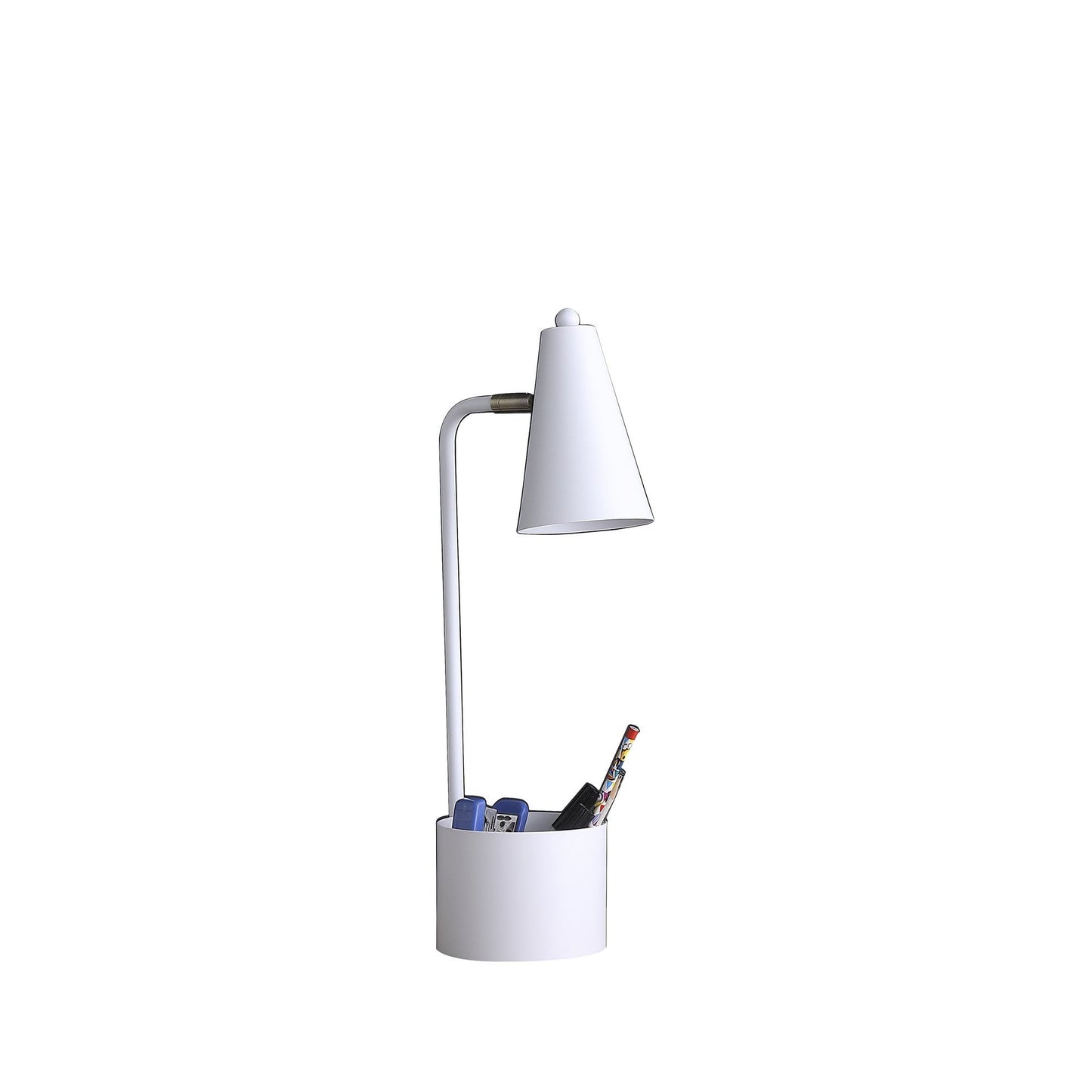 HomeRoots 20" Compact Student Metal Desk Lamp in White Finish