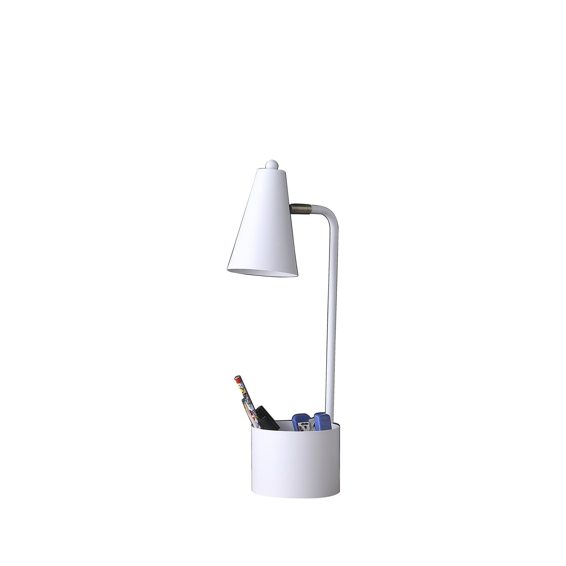 HomeRoots 20" Compact Student Metal Desk Lamp in White Finish