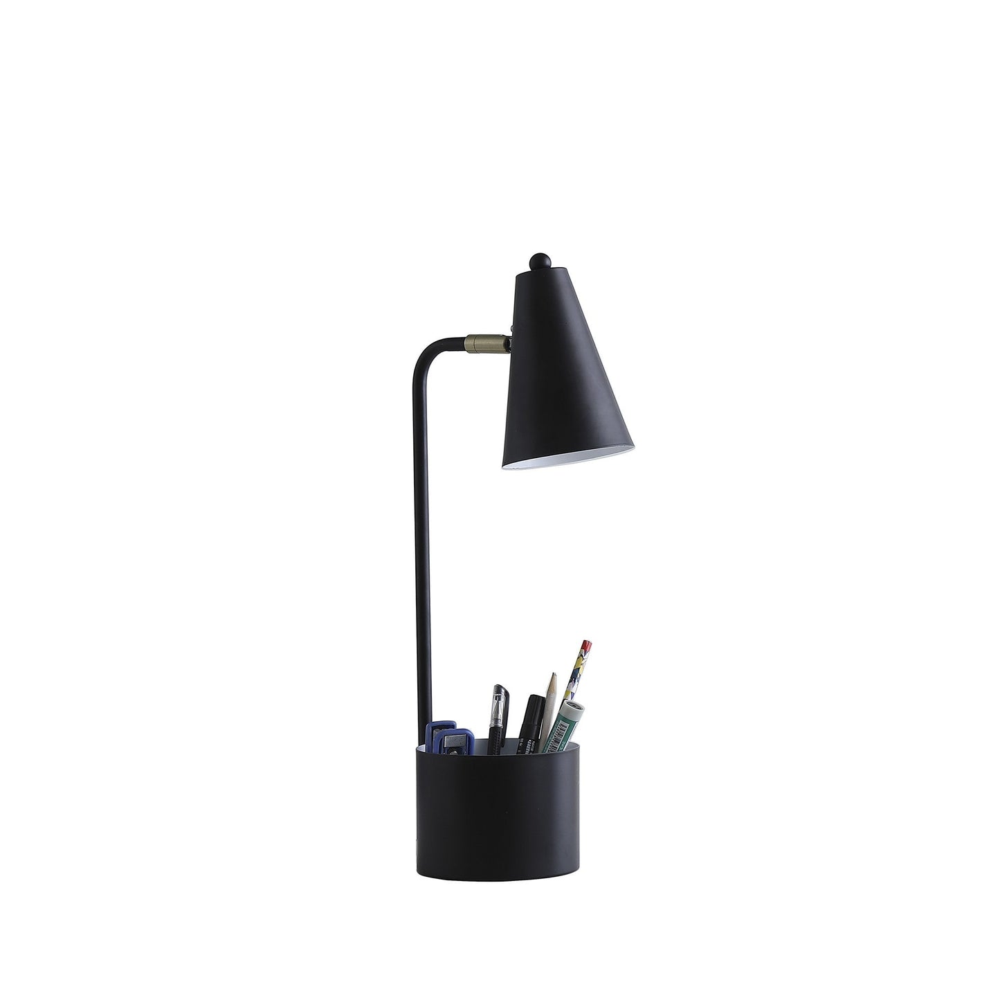 HomeRoots 20" Desk Table Lamp With Cone Shade in Black Finish