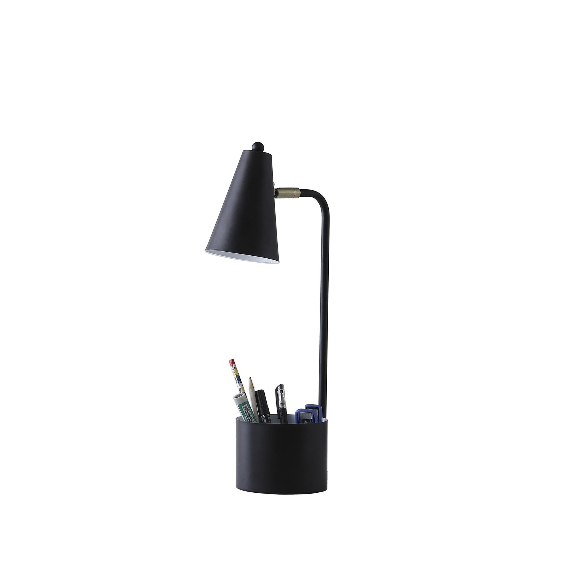 HomeRoots 20" Desk Table Lamp With Cone Shade in Black Finish
