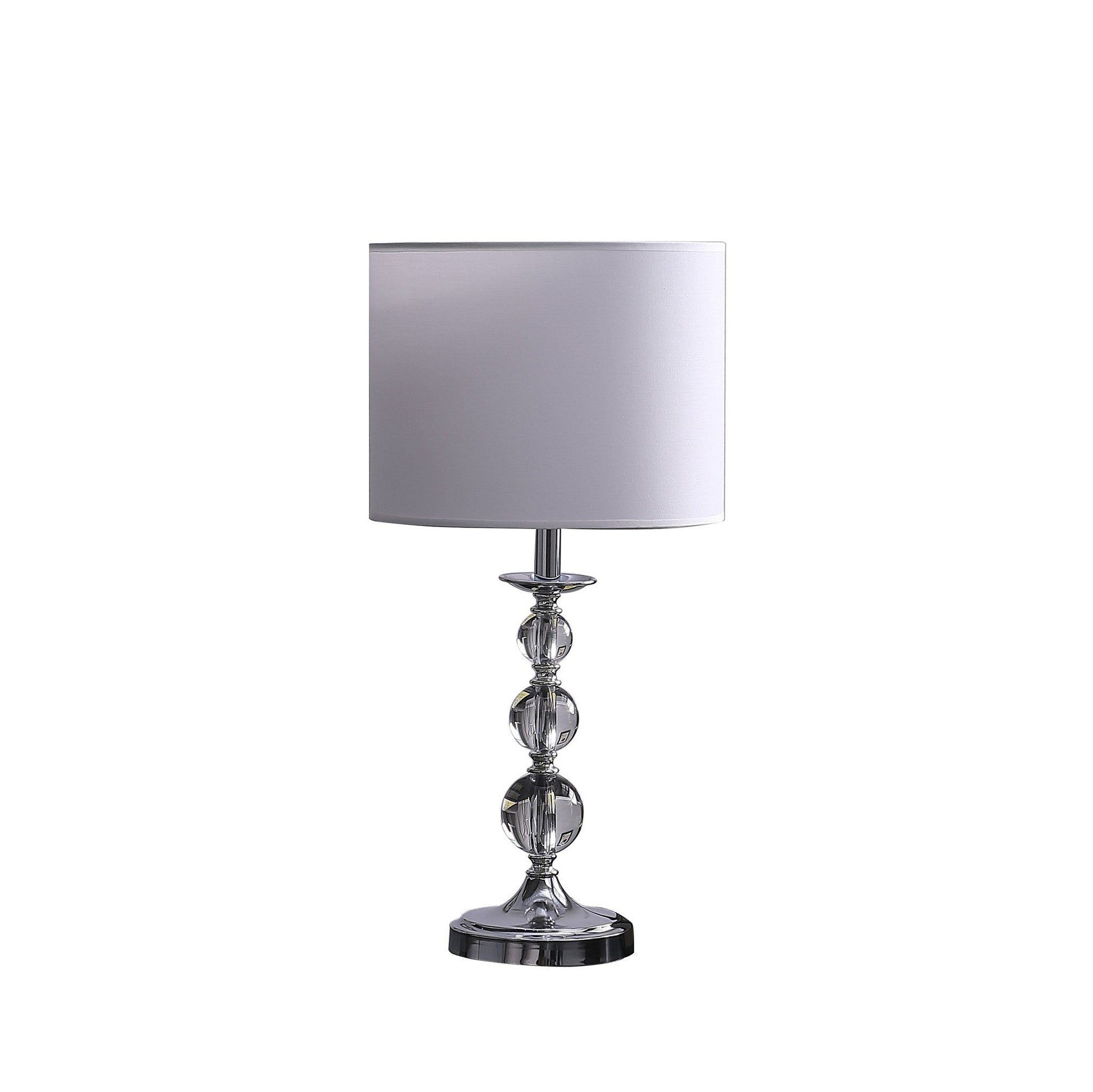 HomeRoots 20” Modern Crystal Orbs And Metal Table Lamp in Silver Finish