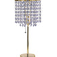 HomeRoots 20” Modern Tall Gold Crystal Chandelier Lamp With Clear Drum Shade