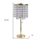 HomeRoots 20” Modern Tall Gold Crystal Chandelier Lamp With Clear Drum Shade