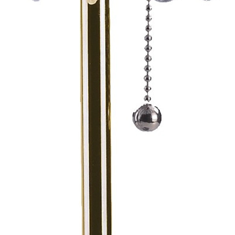 HomeRoots 20” Modern Tall Gold Crystal Chandelier Lamp With Clear Drum Shade