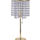 HomeRoots 20” Modern Tall Gold Crystal Chandelier Lamp With Clear Drum Shade
