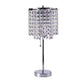HomeRoots 20” Modern Tall Silver Crystal Chandelier Lamp With Clear Drum Shade