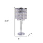 HomeRoots 20” Modern Tall Silver Crystal Chandelier Lamp With Clear Drum Shade