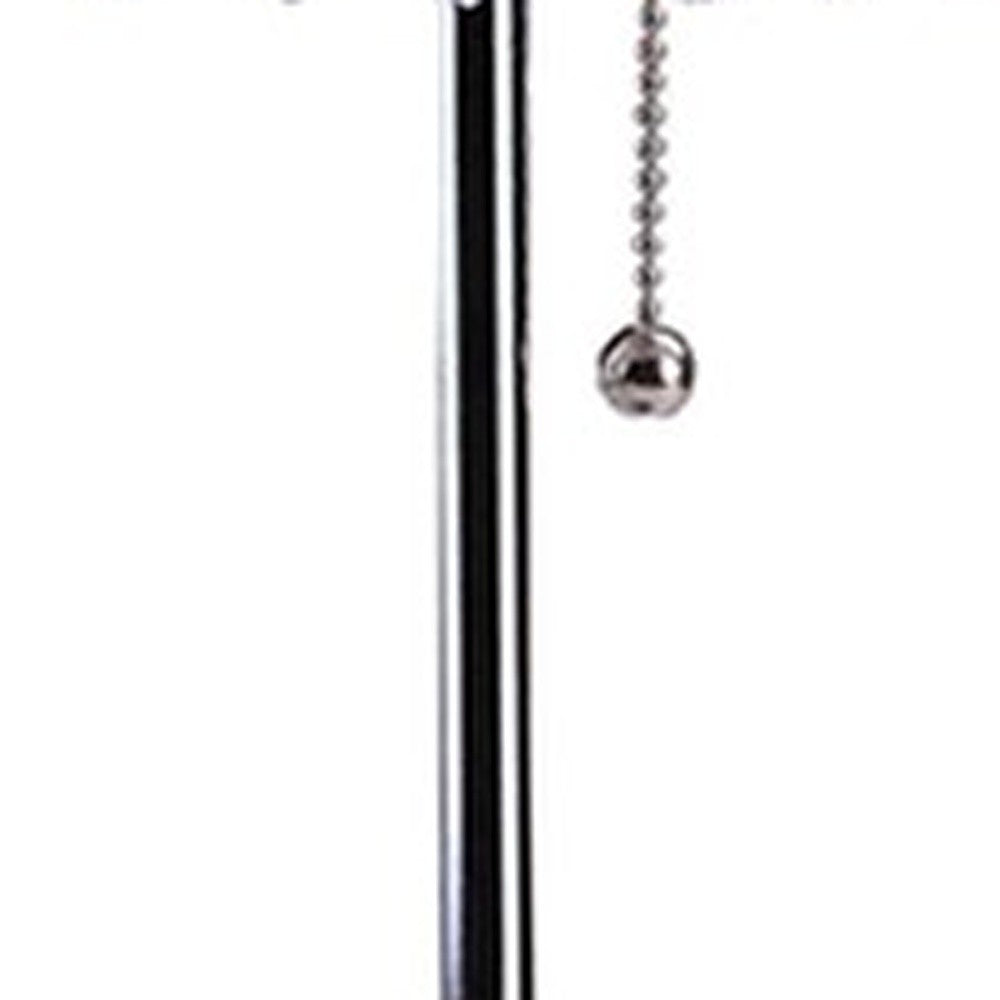 HomeRoots 20” Modern Tall Silver Crystal Chandelier Lamp With Clear Drum Shade