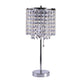 HomeRoots 20” Modern Tall Silver Crystal Chandelier Lamp With Clear Drum Shade