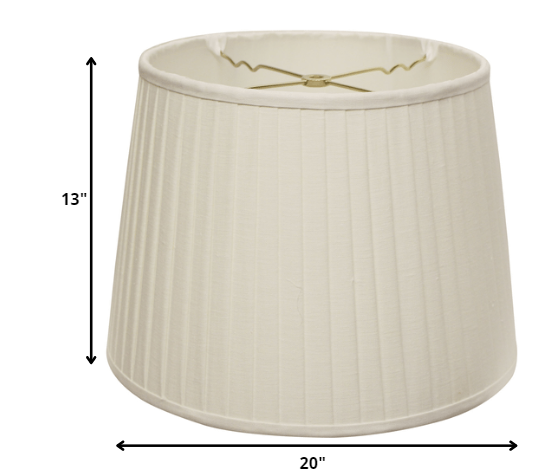 HomeRoots 20" Paperback Linen Lampshade with Side Pleats in White Finish