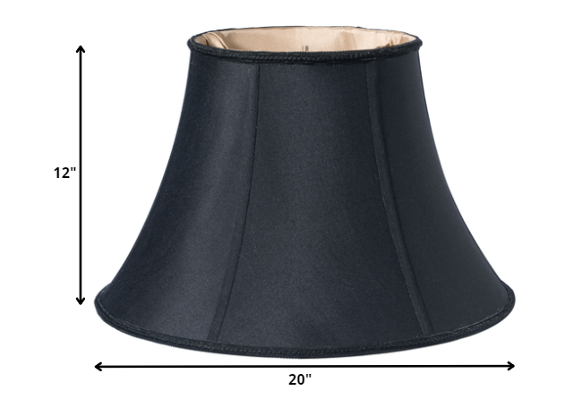 HomeRoots 20" Slanted Bell Paperback Shantung Lampshade in Black Finish